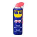Spuitbus WD-40 van 500 ml met blauw-geel ontwerp en rode dop, gebruikt als multifunctionele smeer- en onderhoudsspray voor het losmaken, smeren en beschermen van metalen onderdelen.
